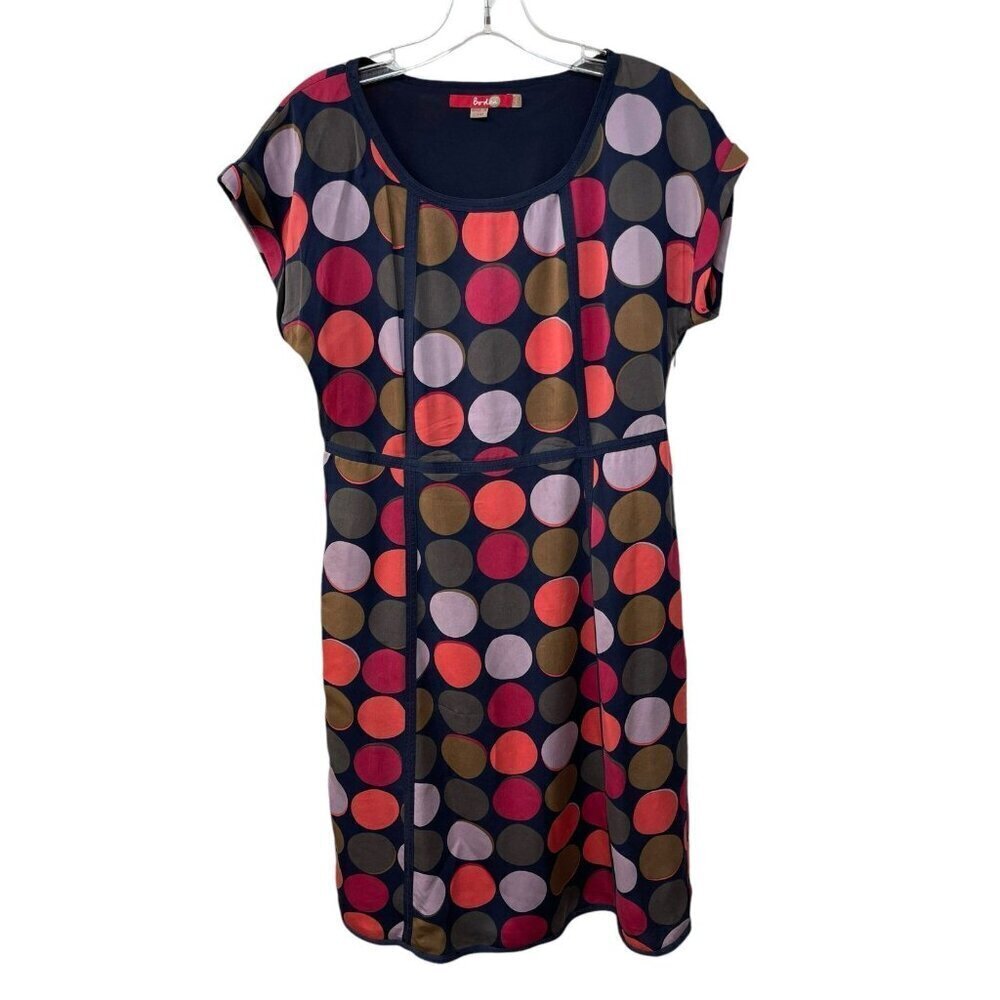 Boden Notting Hill Dress WH228 100% SILK POLKA DOT Size 6 Long Lined Side Zipper